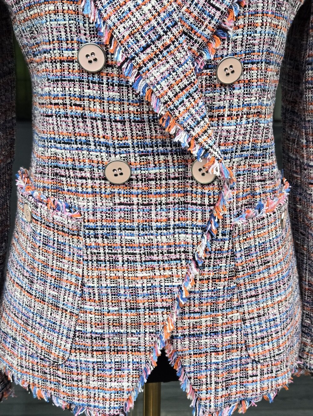 Veronica Beard Theron Tweed Blazer Jacket Size 6 Multi Double Breasted NWT $650 - Picture 10 of 16